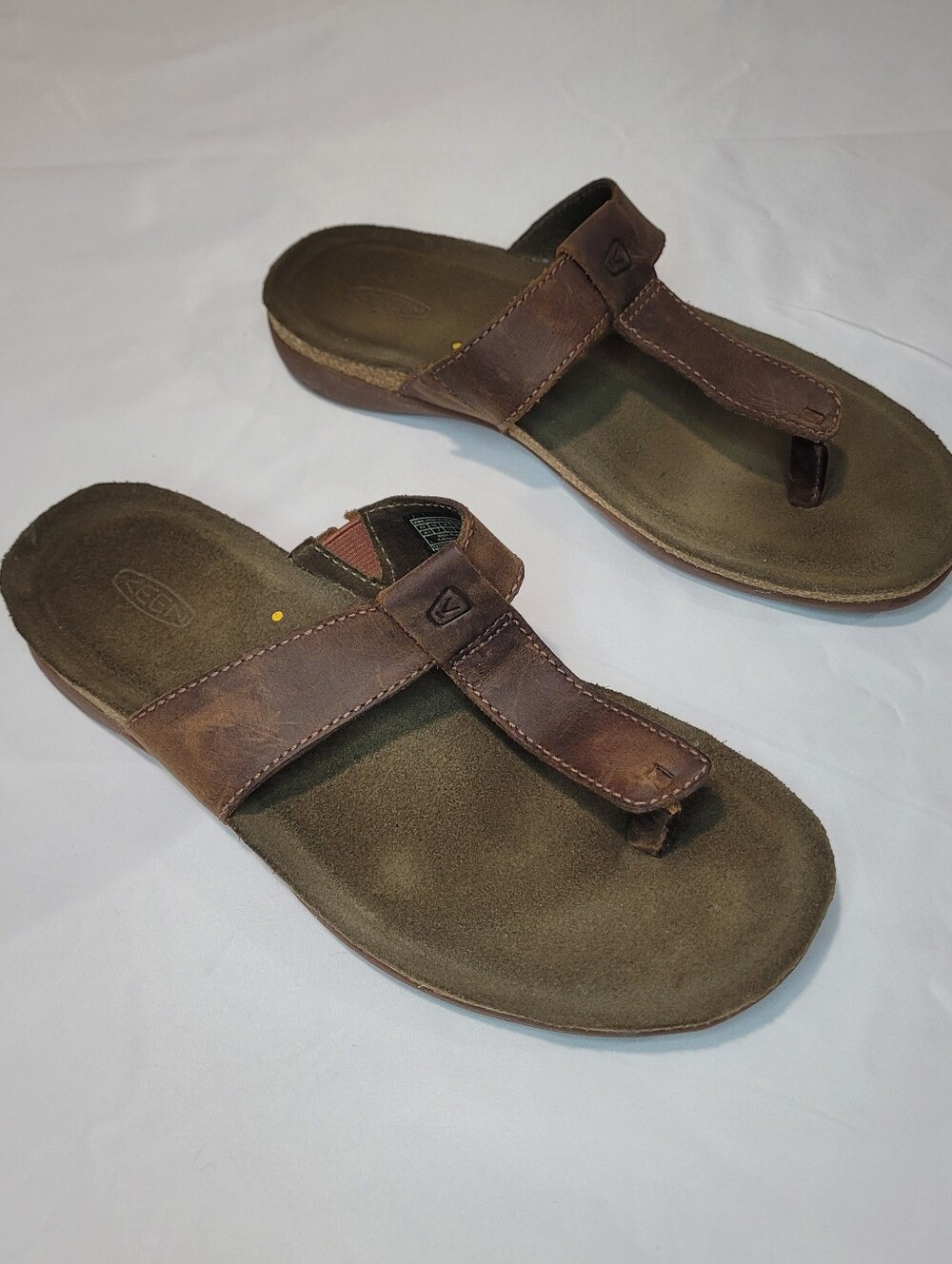 KEEN Women's Ana Cortez Leather Thong Flip Flop Sandals Brown Size 8